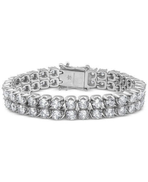 Men's Cubic Zirconia Double Row Tennis Bracelet in Black Ion-Plated Stainless Steel