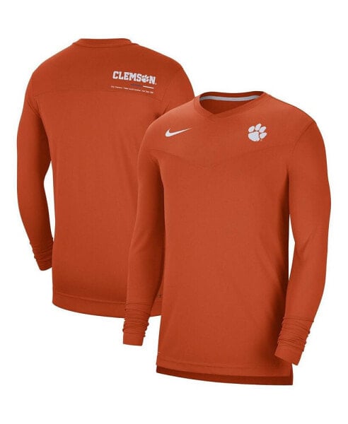 Футболка мужская Nike Clemson Tigers 2022 Coach Performance с длинным рукавом и V-образным вырезом оранжевая