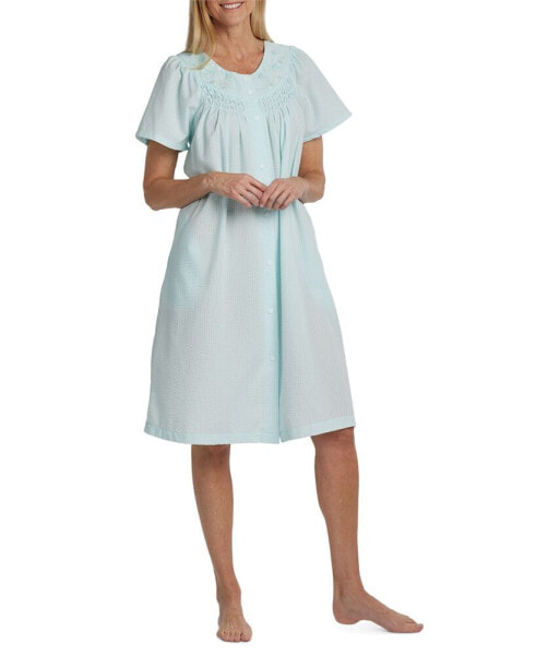 Пижама Miss Elaine короткий рукав на пуговицах из ткани "Сирсакер"