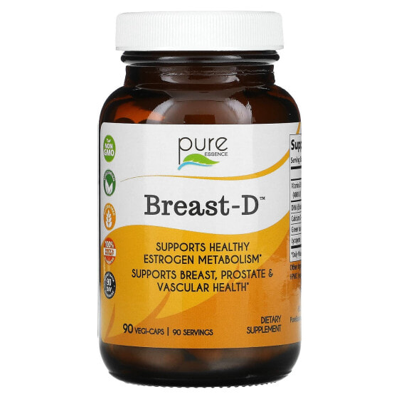 Витамин D Pure Essence Breast-D, Поддерживает здоровье груди, предстательной железы и сосудов, 90 вегетарианских капсул