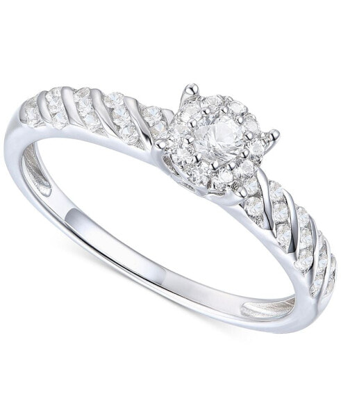 Diamond Halo Cluster Ring (1/3 ct. t.w.) in Sterling Silver