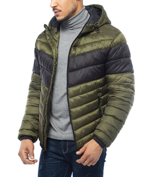 Men's Light Weight Quilted Hooded Puffer Jacket Coat