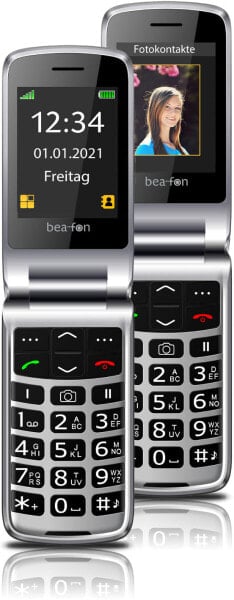 Мобильный телефон Bea-fon SL645 - Flip - Single SIM - 7.11 см (2.8") - 3 МП - 1000 мАч - черный - серебристый