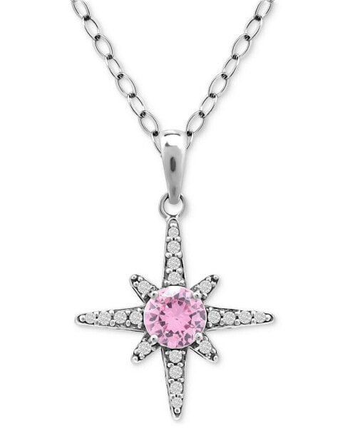 Cubic Zirconia Celestial Star Pendant Necklace in Sterling Silver, 16" + 2" extender, Created for Macy's