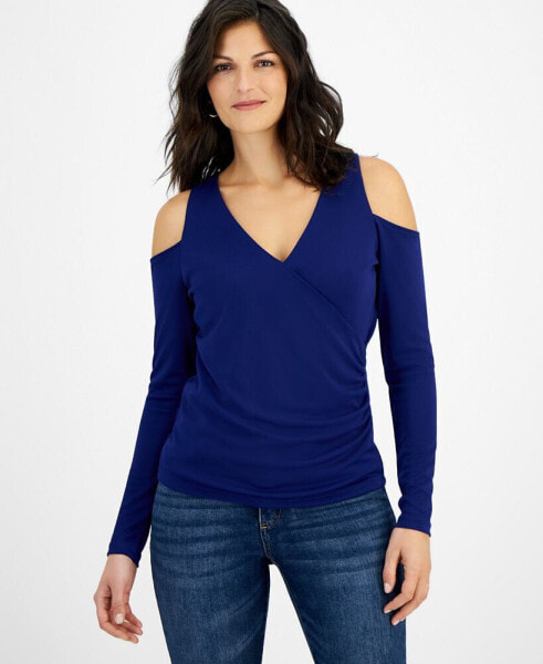 I.N.C International Concepts Women's Cold-Shoulder V-Neck Top, Created for Macy's