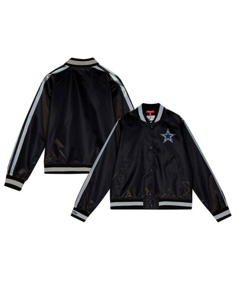 Свитшот женский Mitchell & Ness черный Сатиновая куртка с кнопками Dallas Cowboys