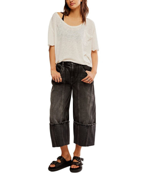 Women's Olsen High-Rise Cotton Cuffed Barrel Jeans