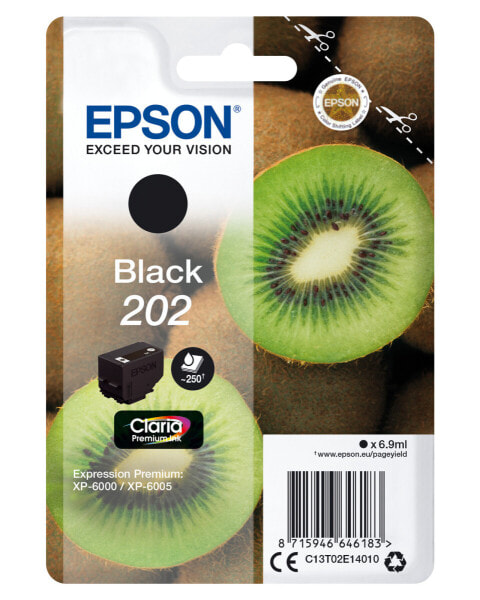 Epson Kiwi Singlepack Black 202 Claria Premium Ink - Standard Yield - Pigment-based ink - 6.9 ml - 250 pages - 1 pc(s)