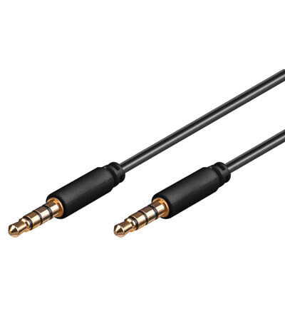 Wentronic AUX Audio Connector Cable - 3.5 mm Stereo - 4-Pin - Slim - CU - 1m - 3.5mm - Male - 3.5mm - Male - 1 m - Black