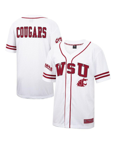 Men's White and Crimson Washington State Cougars Free Spirited Baseball Jersey