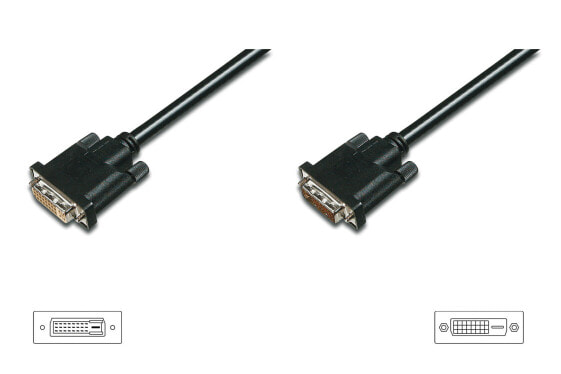 DIGITUS DVI extension cable - DVI(24+1)/M - DVI(24+1)/F - 3 m - DVI-D - DVI-D - Black - Nickel - 1 pc(s)