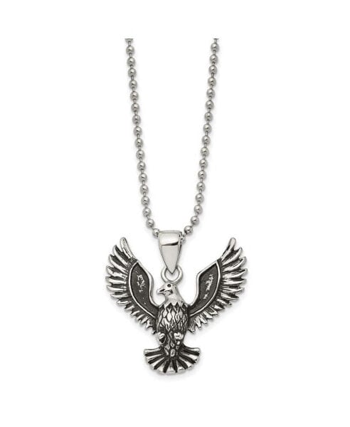Chisel antiqued Screaming Eagle Pendant Ball Chain Necklace