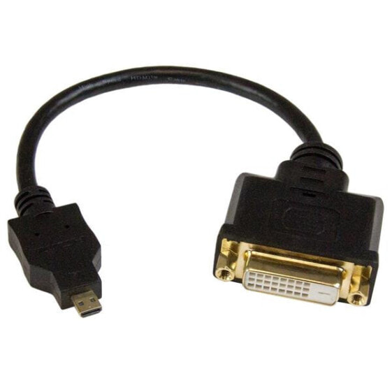 StarTech.com Micro HDMI to DVI Adapter - Micro HDMI to DVI Converter - Micro HDMI Type-D Device to DVI-D Single Link Monitor/Display/Projector - Durable - Male/Female - 8in (20cm) Cable - 0.203 m - Micro-HDMI - DVI-D - Male - Female - Straight