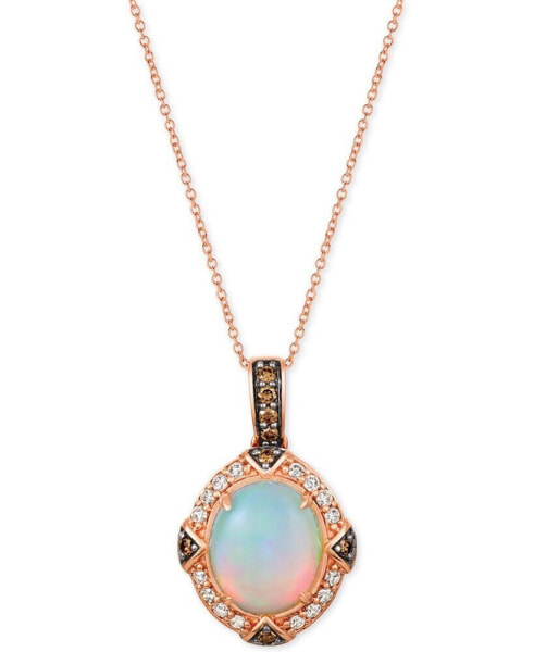 Opal (2-1/5 ct. t.w.) & Diamond (3/8 ct. t.w.) 22" Pendant Necklace in 14k Rose Gold
