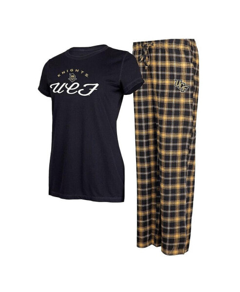 Women's Black, Gold UCF Knights Arctic T-shirt and Flannel Pants Sleep Set