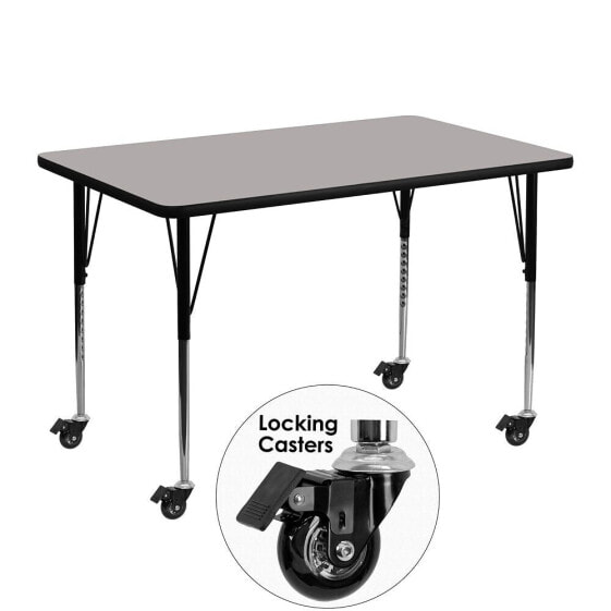 Mobile 30''W X 48''L Rectangular Grey Hp Laminate Activity Table - Standard Height Adjustable Legs