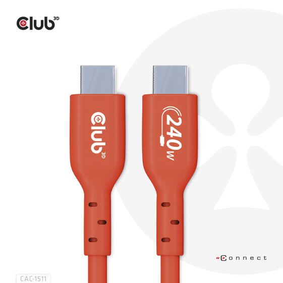 Club 3D USB2 Type-C Bi-Directional USB-IF Certified Cable Data 480Mb - PD 240W(48V/5A) EPR M/M 1m / 3.23 ft - 1 m - USB C - USB C - USB 2.0 - Orange