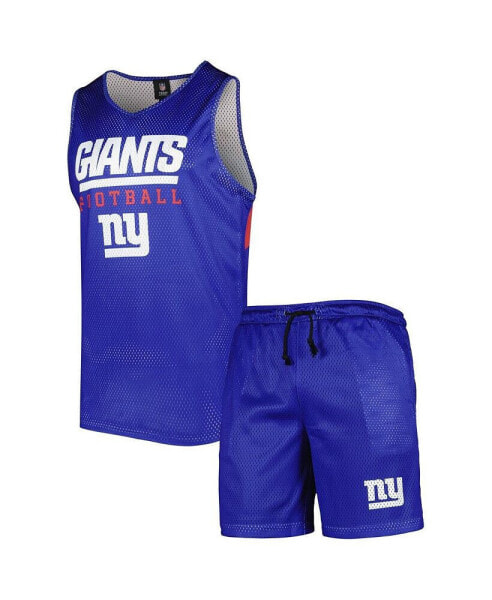Пижама мужская FOCO Royal New York Giants Colorblock Mesh V-Neck и шорты