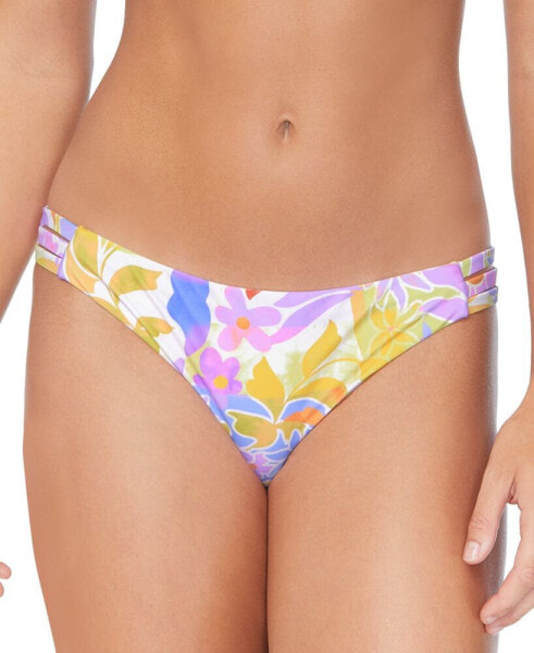 Juniors' Printed Triple-Side Bikini Bottoms