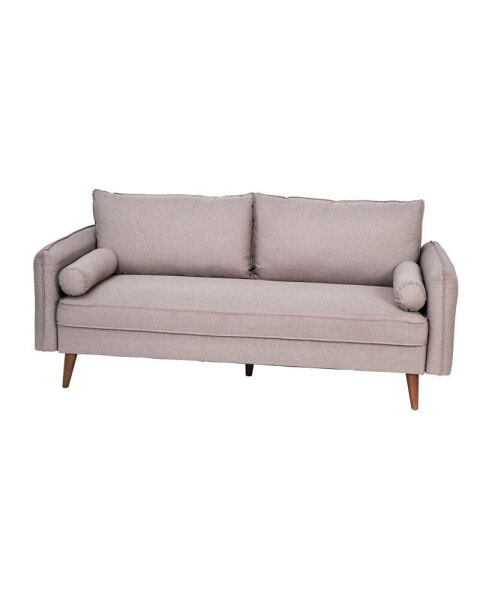 Carthage Upholstered Mid-Century Modern Pocket Spring Sofa With Wooden Legs And Removable Back Cushions