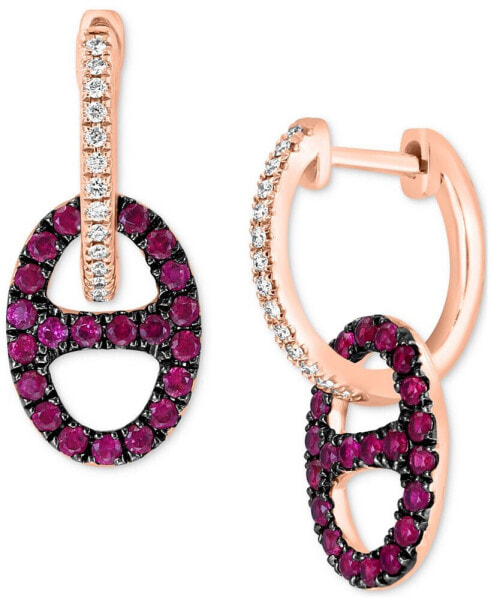 Серьги EFFY Ruby & Diamond Dangle Hoop