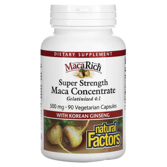 Суперфуд Натурал Факторс Maca Rich, Концентрат маки, Супер Сила, 500 мг, 90 Вегетарианских капсул