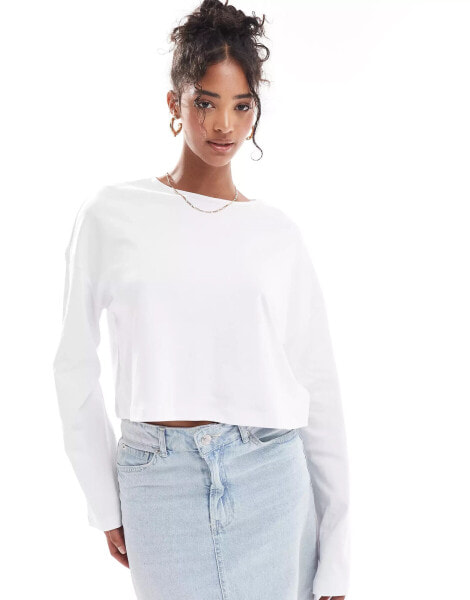 Noisy May bell sleeve top in white