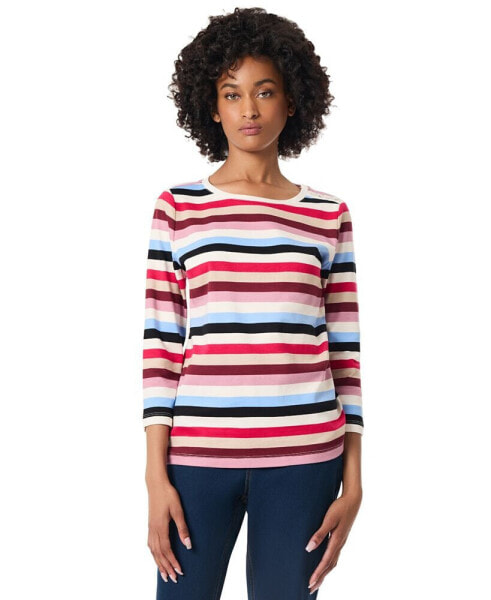 Women's Cotton Striped 3/4-Sleeve Tee