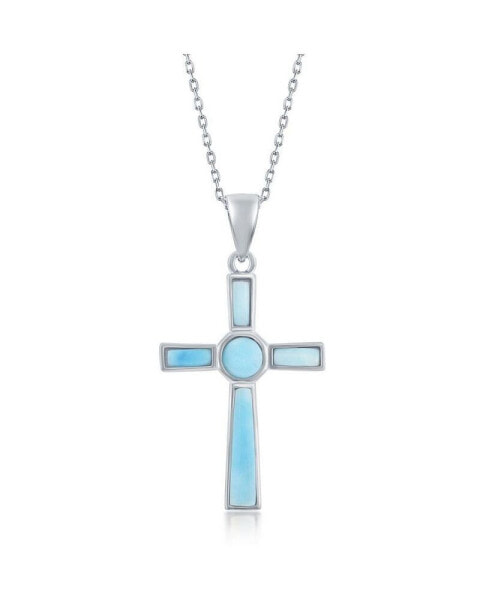 Sterling Silver Larimar Cross Pendant