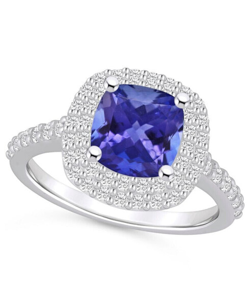 Tanzanite (2-1/3 ct. t.w.) & Diamond (5/8 ct. t.w.) Cushion Halo Statement Ring in 14k Gold