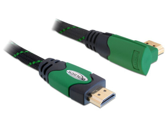 Delock 1m High Speed HDMI 1.4 - 1 m - HDMI Type A (Standard) - HDMI Type A (Standard) - 4096 x 2160 pixels - 3D - Black - Green