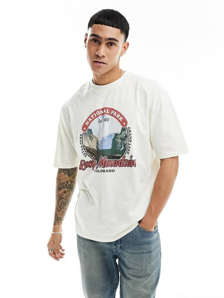 ASOS DESIGN oversized t-shirt in white with scenic front print