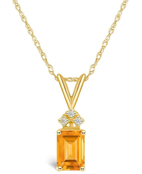 Citrine (1 ct. t.w.) and Diamond Accent Pendant Necklace in 14K White Gold or 14K Yellow Gold