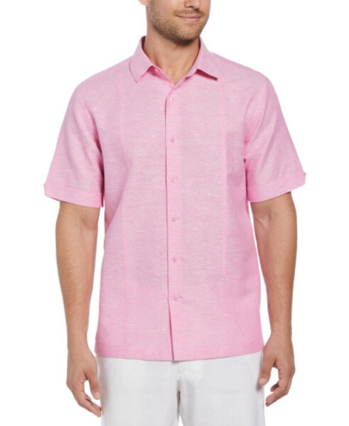 Рубашка Cubavera мужская классическая из льняного смесового материала с коротким рукавом и застежкой на пуговицы