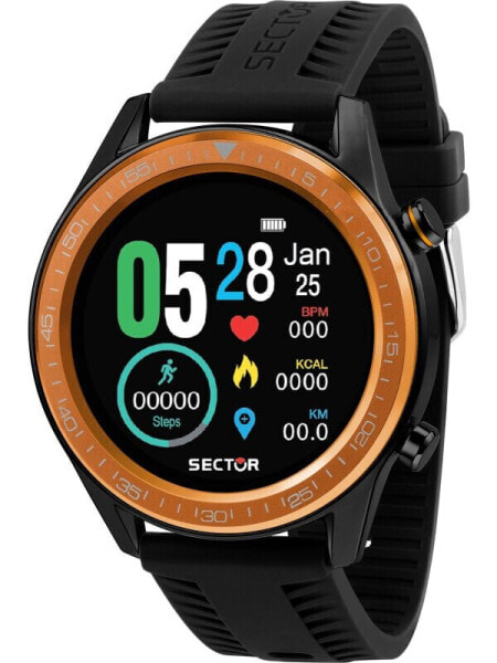 SECTOR Herren Armbanduhr S-02 SMART 46MM DIGITAL ORANGE BEZ BLK S