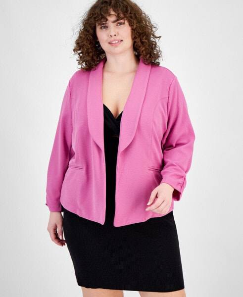 Trendy Plus Size Knit Drape-Front Blazer, Created for Macy's