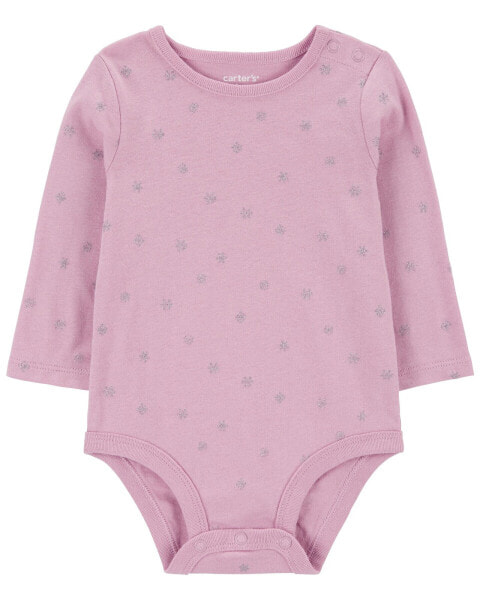 Baby Glitter Snowflake Long-Sleeve Bodysuit 18M