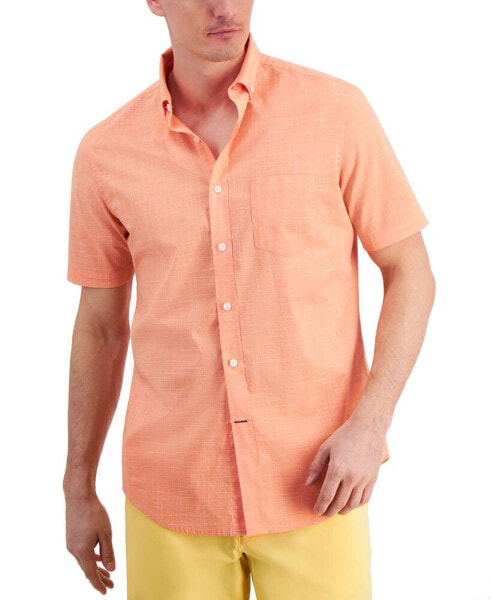 Men's Texture Check Stretch Cotton Shirt, Created for Macy's