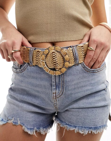 ASOS DESIGN straw waist and hip jeans belt