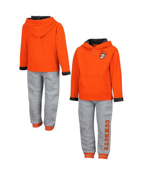 Toddler Boys Orange and Heathered Gray Oklahoma State Cowboys Poppies Pullover Hoodie and Sweatpants Set