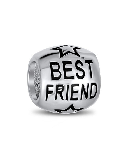 Word Best Friend Star BFF Charm Barrel Bead For Women For Oxidized Sterling Silver Fits European Bracelet