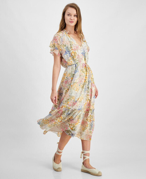 Women's Camellia Ruffled Floral-Print Tie-Waist Dress