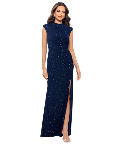 Women's Studded High-Neck Cap-Sleeve Gown