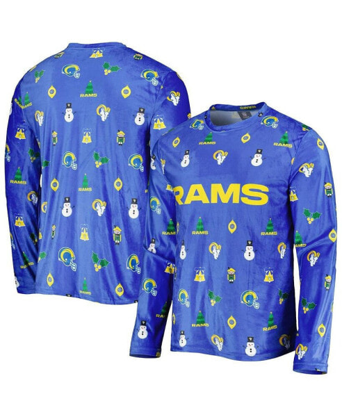 Men's Royal Los Angeles Rams Holiday Repeat Long Sleeve T-shirt