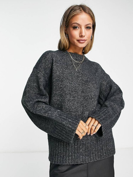 ASOS DESIGN premium jumper with crew neck in wool blend yarn in grey