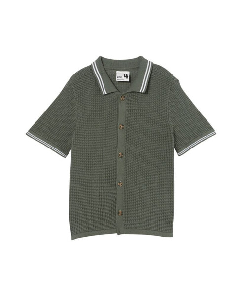 Toddler and Little Boys Knitted Short Sleeve Shirt