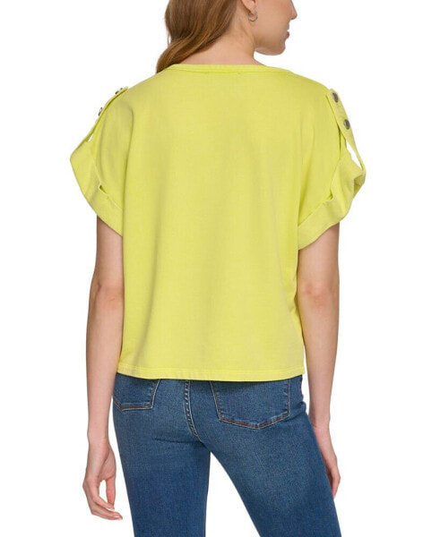 Women's Short-Roll-Sleeve French Terry Top