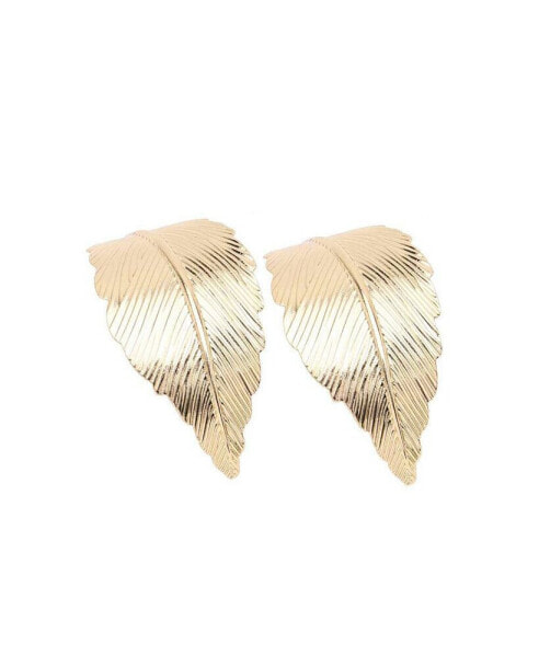 Women's Gold Metallic Leaf Drop Earrings