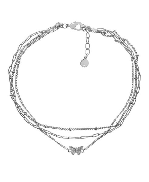 Multi Chain Butterfly Anklet in Silver Plate