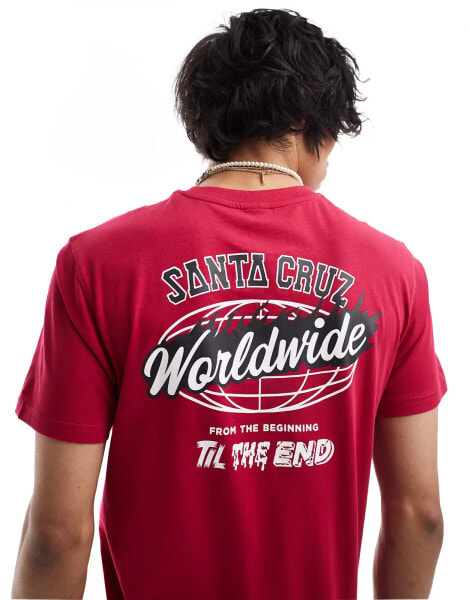 Santa Cruz worldwide graphic t-shirt in red